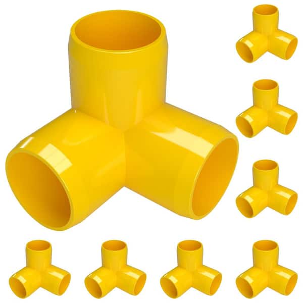 Formufit 3/4 in. Furniture Grade PVC 3-Way Elbow in Yellow (8-Pack)
