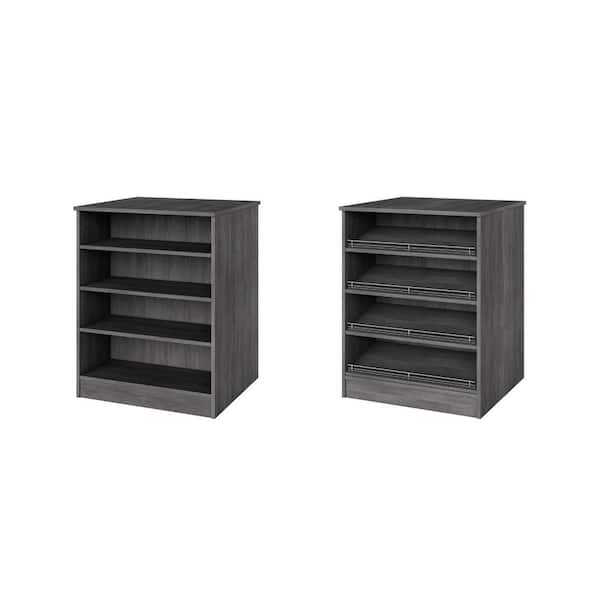 Vista 31.5 in. W Grey Closet Island Freestanding with Adjustable Shelves and Shoe-Shelves 8-Shelf Wood Closet System