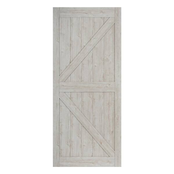 36 in. x 84 in. Sandstone Oak K Design Solid Core Interior Barn Door with Rustic Hardware Kit