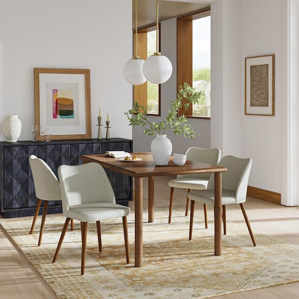 JAYDEN CREATION Eliseo Modern Upholstered Dining Chair with Solid Wood Tapered Legs Set of 4