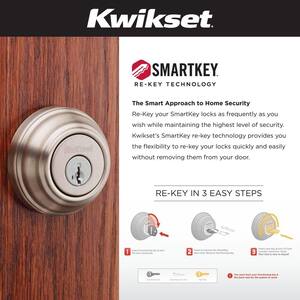 Juno Satin Nickel Exterior Entry Door Knob and Single Cylinder Deadbolt Combo Pack Featuring SmartKey Security