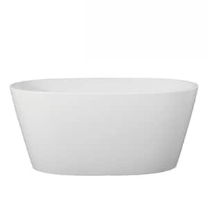 51 in. x 28 in. Acrylic Freestanding Soaking Bathtub in Glossy White with Polished Chrome Drain, Bamboo Tray