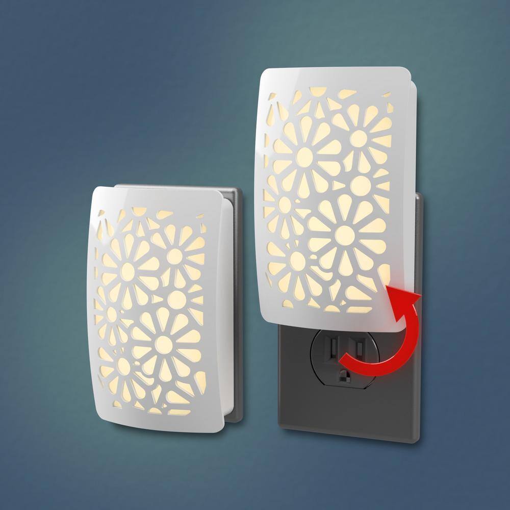 White Floral Pattern LED Night Light Cover