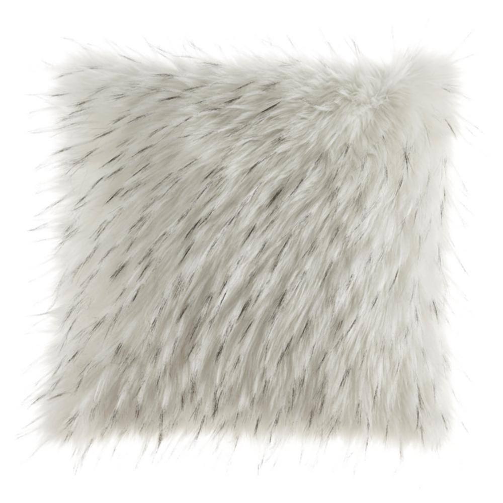 White Faux Fur 20'' Square Accent Pillow