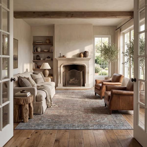 Glynis Vintage and Distressed Washable Multicolor 10 ft. x 12 ft. Indoor Area Rug