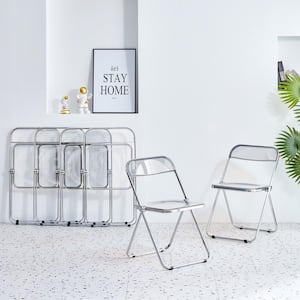 White Clear Transparent Pc Plastic Folding Chair (Set of 2)