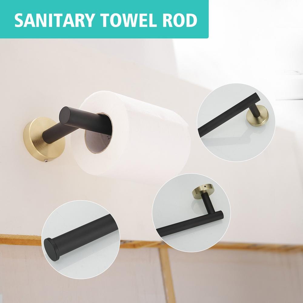 Black and Gold 5-Piece Metal Bathroom Hardware Set