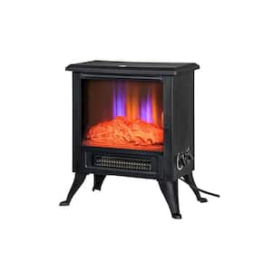 1500-Watt Black Free Standing Electric Fireplace Stove Infrared Space Heater with Auto Shutoff and 3D Realistic Flames