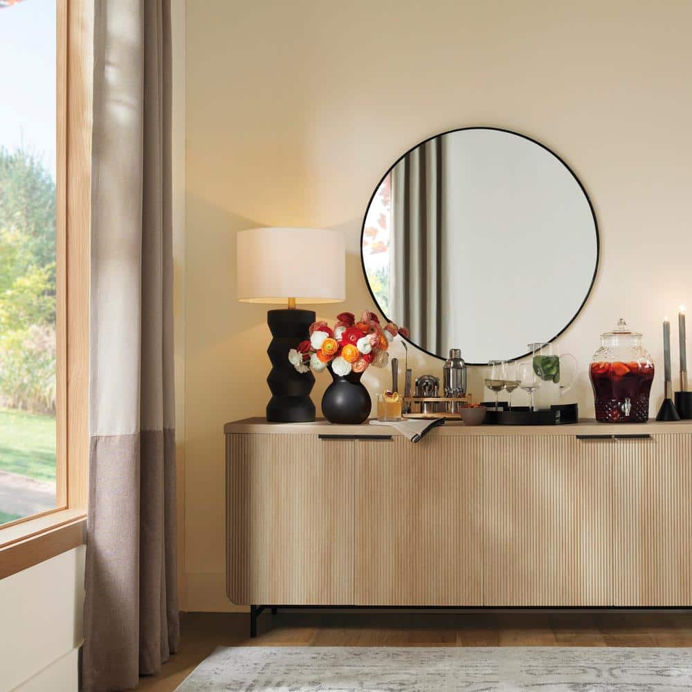 Carlin 26.5" Matte Black Ribbed Ceramic Table Lamp with Voice Control