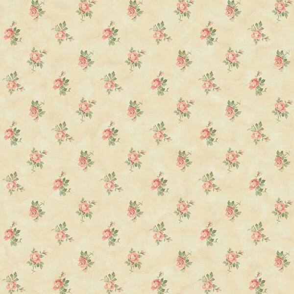 The Wallpaper Company 56 sq. ft. Beige Newbury Rose Wallpaper