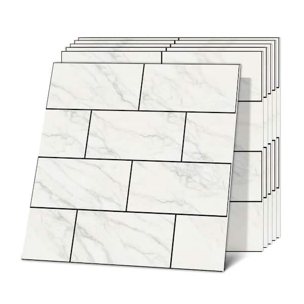 Jeedeson 12 in. x 12 in. Vinyl Peel and Stick Backsplash Tile, Wall Subway Tile in White for Kitchen and Bathroom (12-Pack)