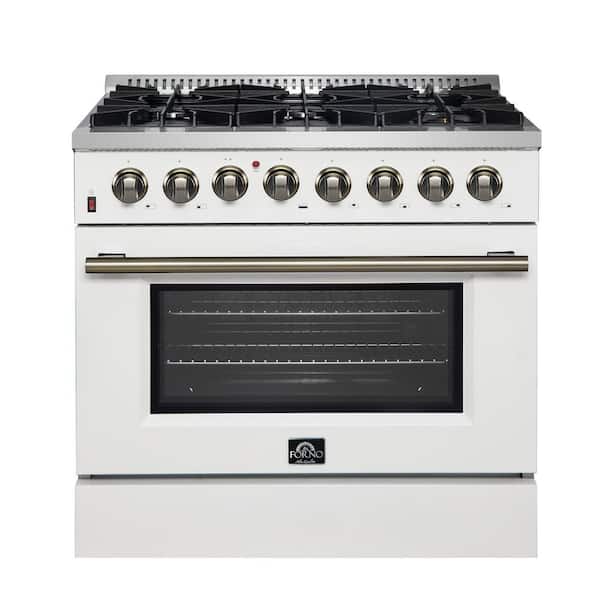 Galiano 36 in. 5.36 cu. ft. Freestanding Gas Range with 6 Burners and Electric Oven in. Stainless Steel with White Door