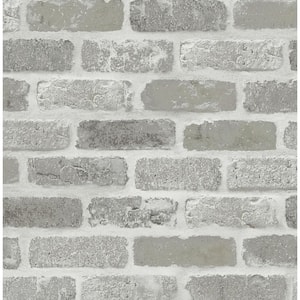 30.75 sq. ft. Pumice Stone Washed Faux Brick Vinyl Peel and Stick Wallpaper Roll