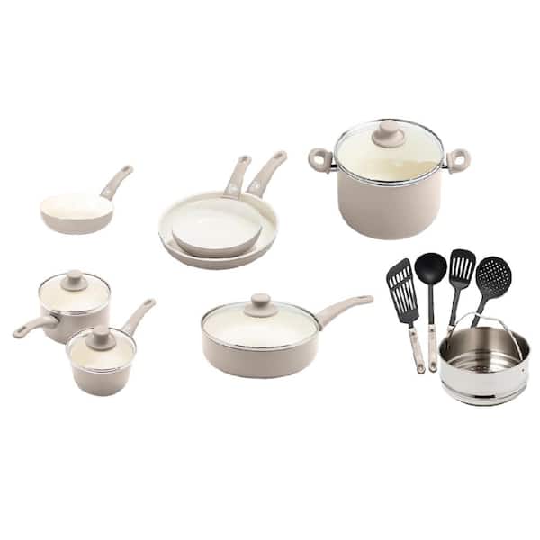 Aoibox 16-Piece Ceramic Kitchen Cookware Pots and Frying Sauce Saute Pans  Set, Lavender SNPH002IN439 - The Home Depot
