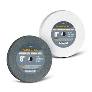 8 in. x 1 in. x 5/8 in. 36-Grit and 100-Grit (White) Aluminum Oxide Grinding Wheels for Bench Grinder
