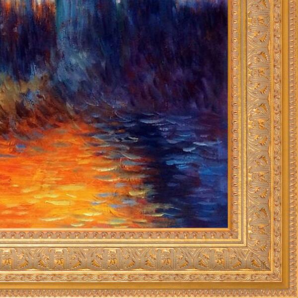 La Pastiche House Of Parliament Sun With Sovereign Frame By Claude Monet Oil Painting Mon6668 Fr 09x24 The Home Depot