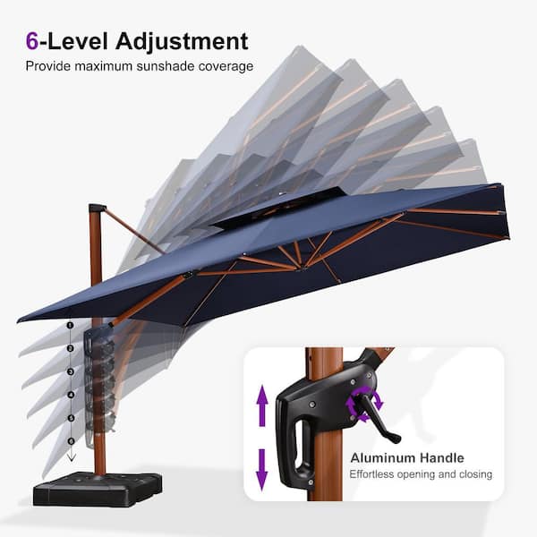 PURPLE LEAF 12 ft. Square WindProof High-Quality Wood Pattern