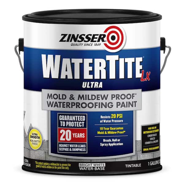 Zinsser 1 Gal. WaterTite LX Low VOC Mold and Mildew-Proof White Water Based Waterproofing Paint (2-Pack)