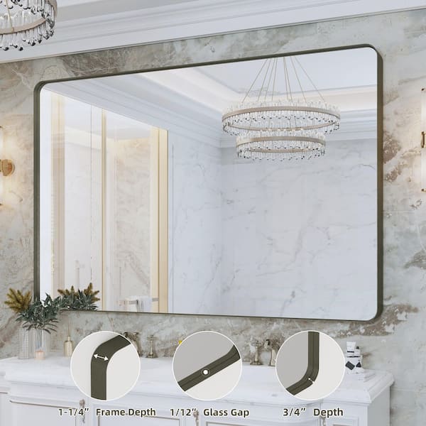 Klajowp 60 in. W x 40 in. H Large Rectangular Framed Wall Mounted