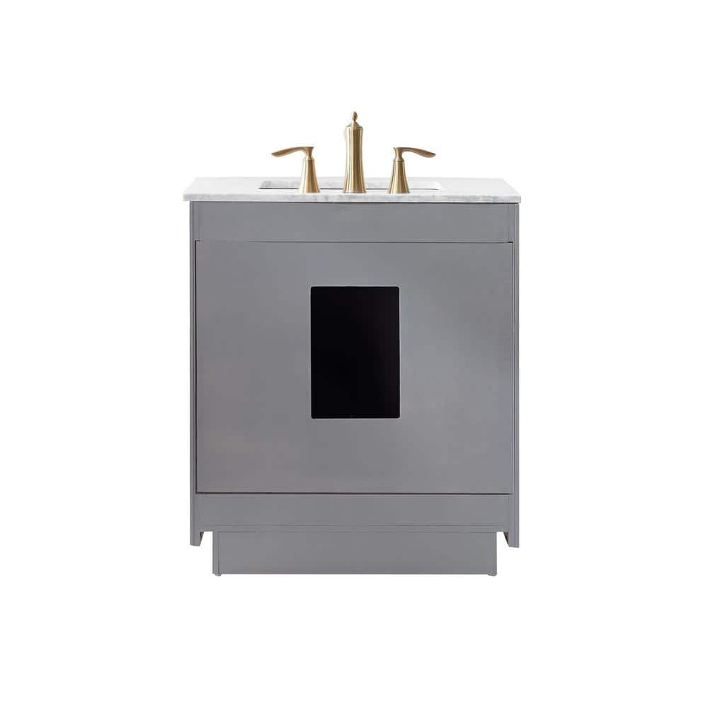 Gray 30" Single Bathroom Vanity with Carrara Marble Top