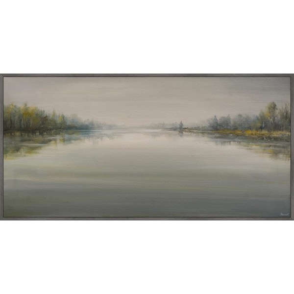 Unbranded "Placid and Tranquil" by Marmont Hill Floater Framed Canvas Nature Art Print 12 in. x 24 in.
