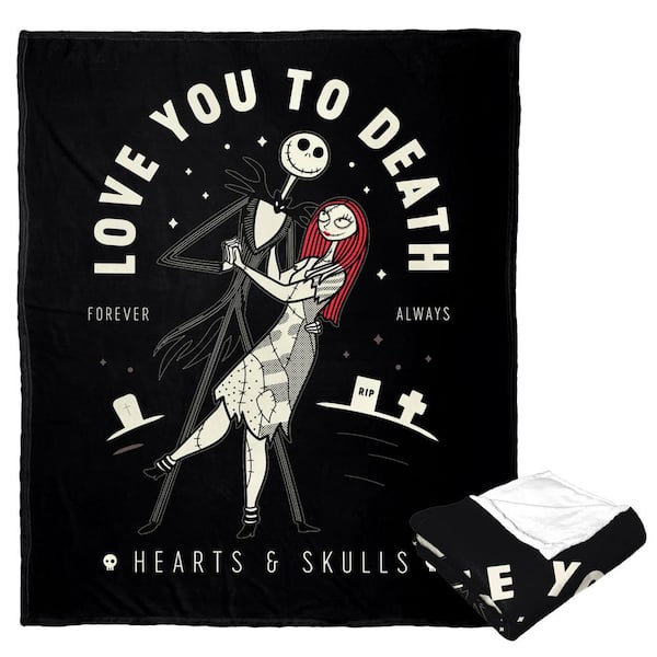 THE NORTHWEST GROUP Disney Nightmare Before Christmas Love 2 Death Silk Touch Multi-Colored Throw Blanket