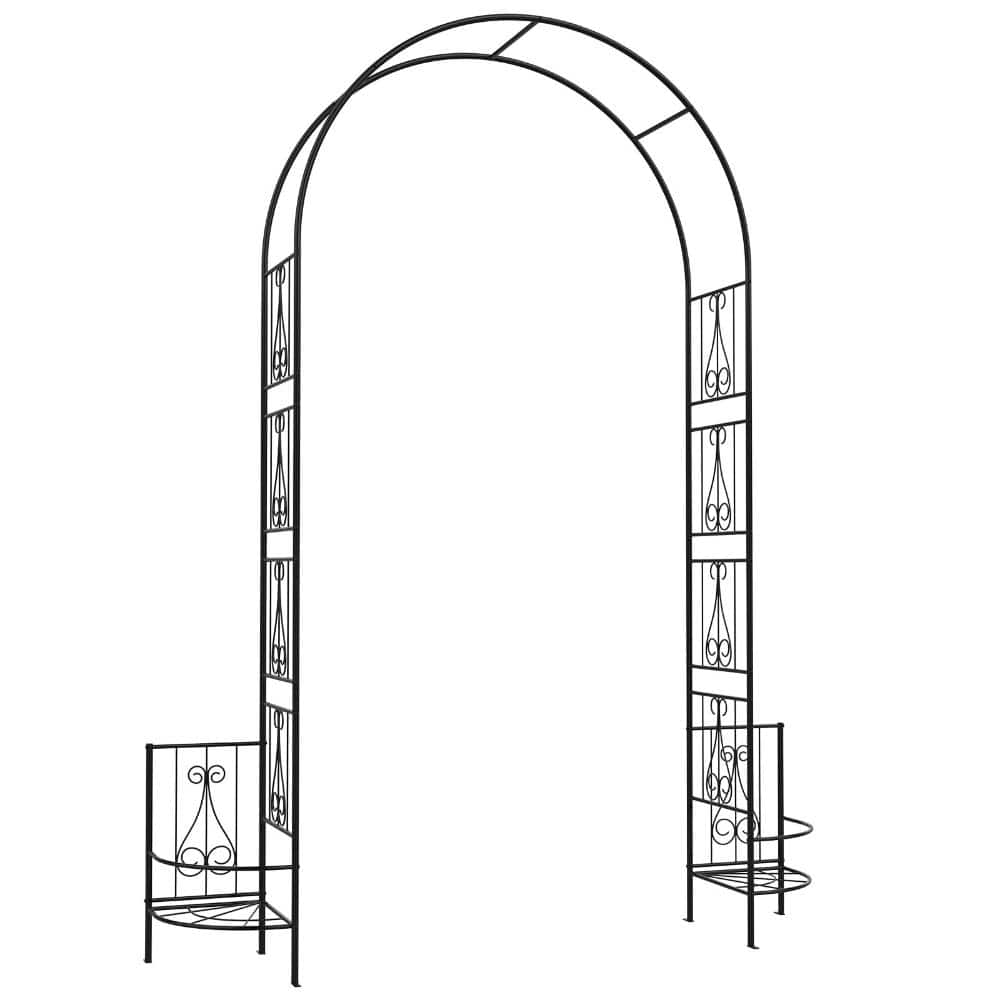 98 in. Metal Garden Arch Trellis with Planter Boxes for Climbing Plants Outdoor price history on PriceWatchPro