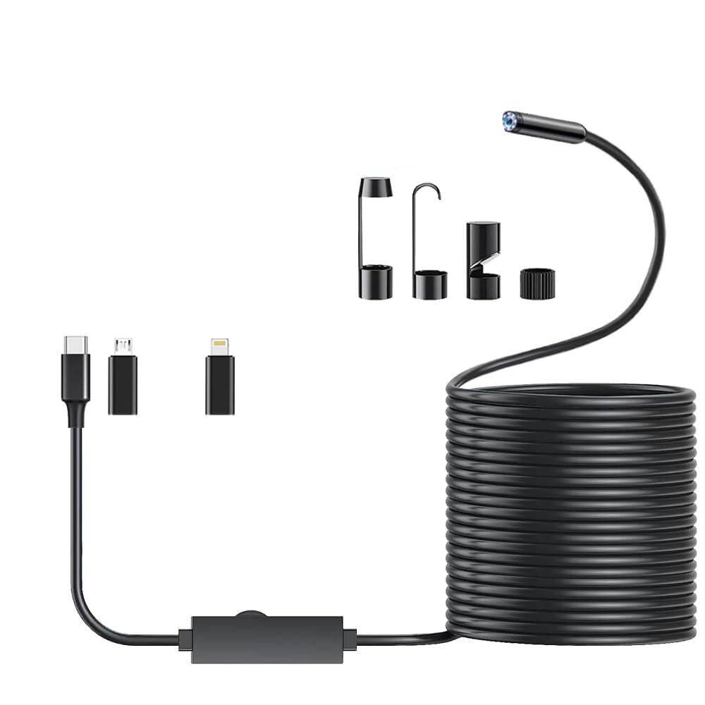 Endoscope Camera 16.4 ft. Semi-Rigid Snake Borescope with 8 LED Lights for iPhone Android Waterproof 1920P HD Black price history on PriceWatchPro