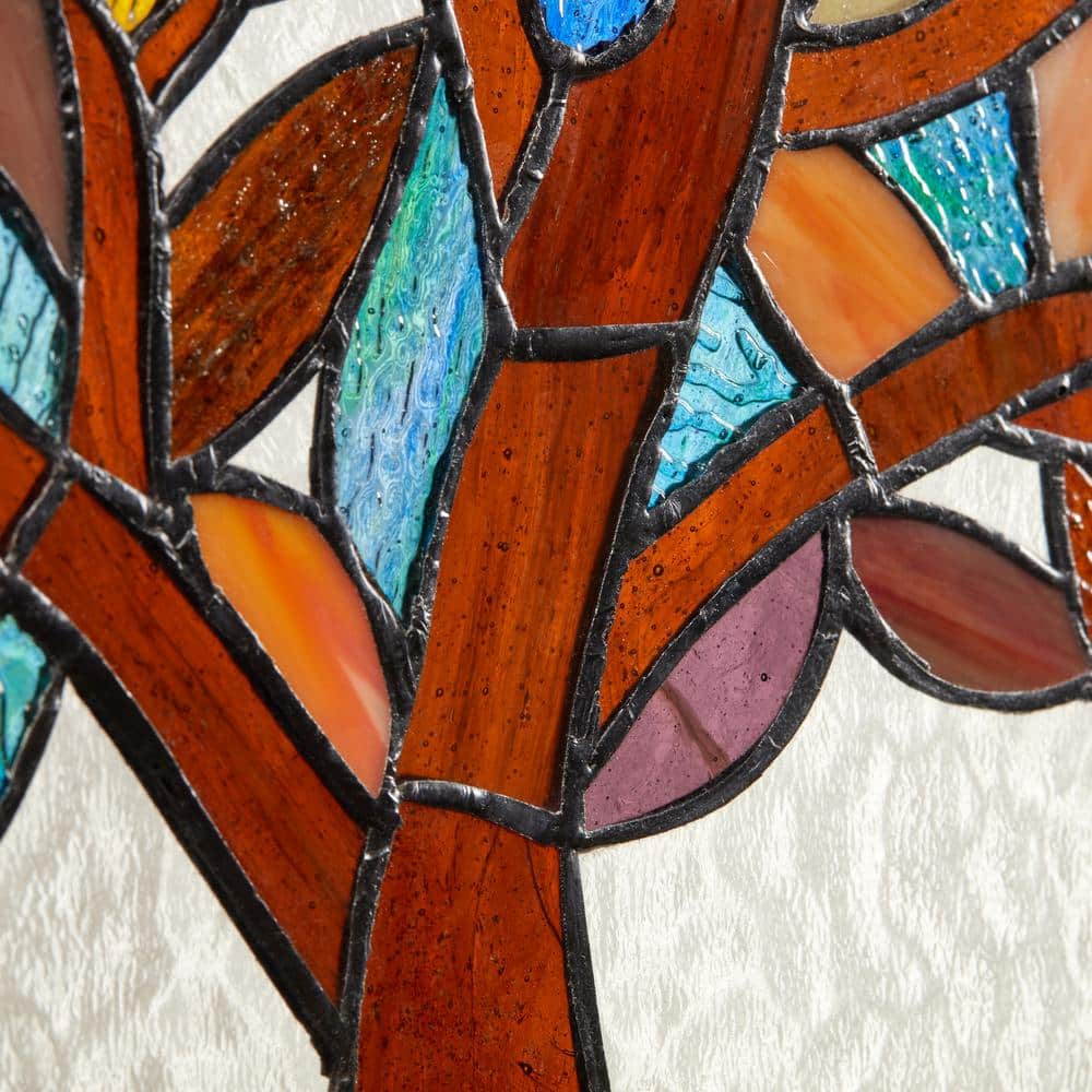 Colorful Stained Glass Botanical Tree Window Film Panel