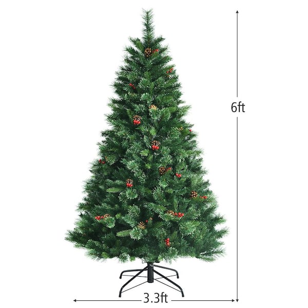 Artificial Green Christmas Tree - 180cm (6ft) With Warm White