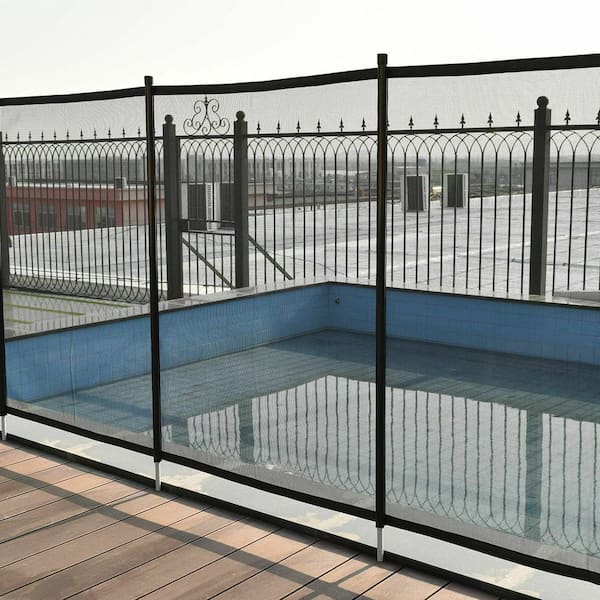 ANGELES HOME 4 ft. H x 12 ft. W Black In-Ground Swimming Pool Safety Fence