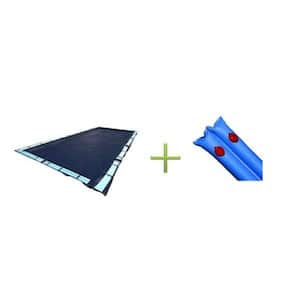 20 ft. x 40 ft. Rectangular Dark Blue In-Ground Swimming Pool Winter Cover with Water Tubes