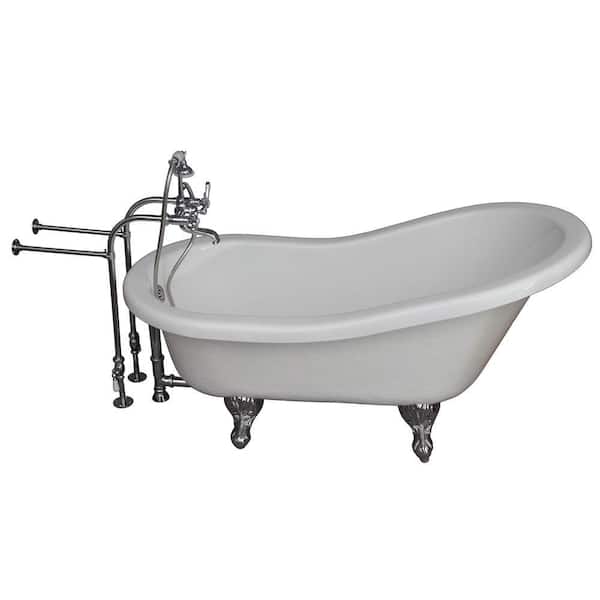 Barclay Products 5.6 ft. Acrylic Ball and Claw Feet Slipper Tub in White with Polished Chrome Feet