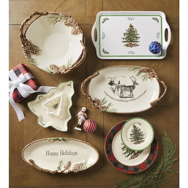 Fitz & Floyd Cottage Christmas Assorted Snack Bowls, Set of 4