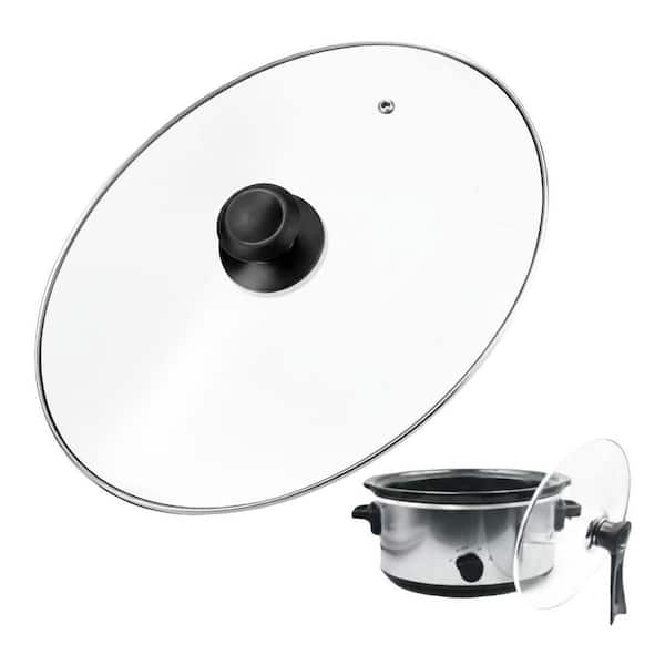 Oval Glass Lid 6 Quart Heat-Resistant Extended Handle Standable Replacement for 6QT Slow Cooker 1 Piece