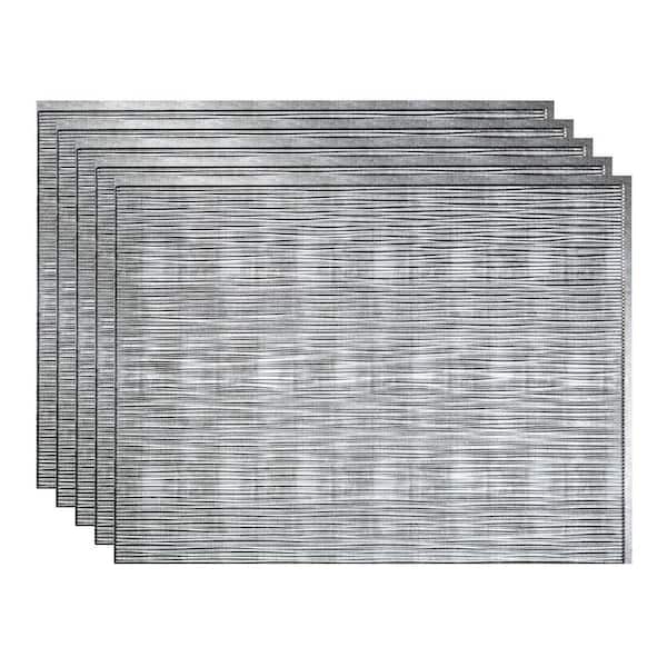 Fasade 18.25 in. x 24.25 in. Ripple Vinyl Backsplash Panel in Crosshatch Silver (5-Pack)