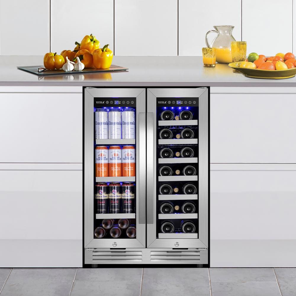 24" Stainless Steel Dual Zone Wine and Beverage Refrigerator