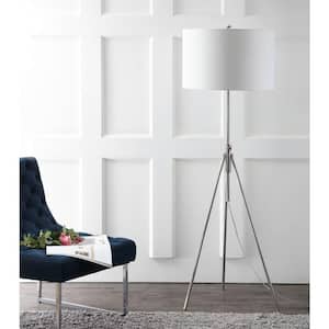 Cipriana 72 in. Nickel Adjustable Triangle Floor Lamp with White Shade