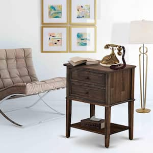 Distressed Jacobean 2-Drawers Rectangle 16 in. x 22 in. Nightstand