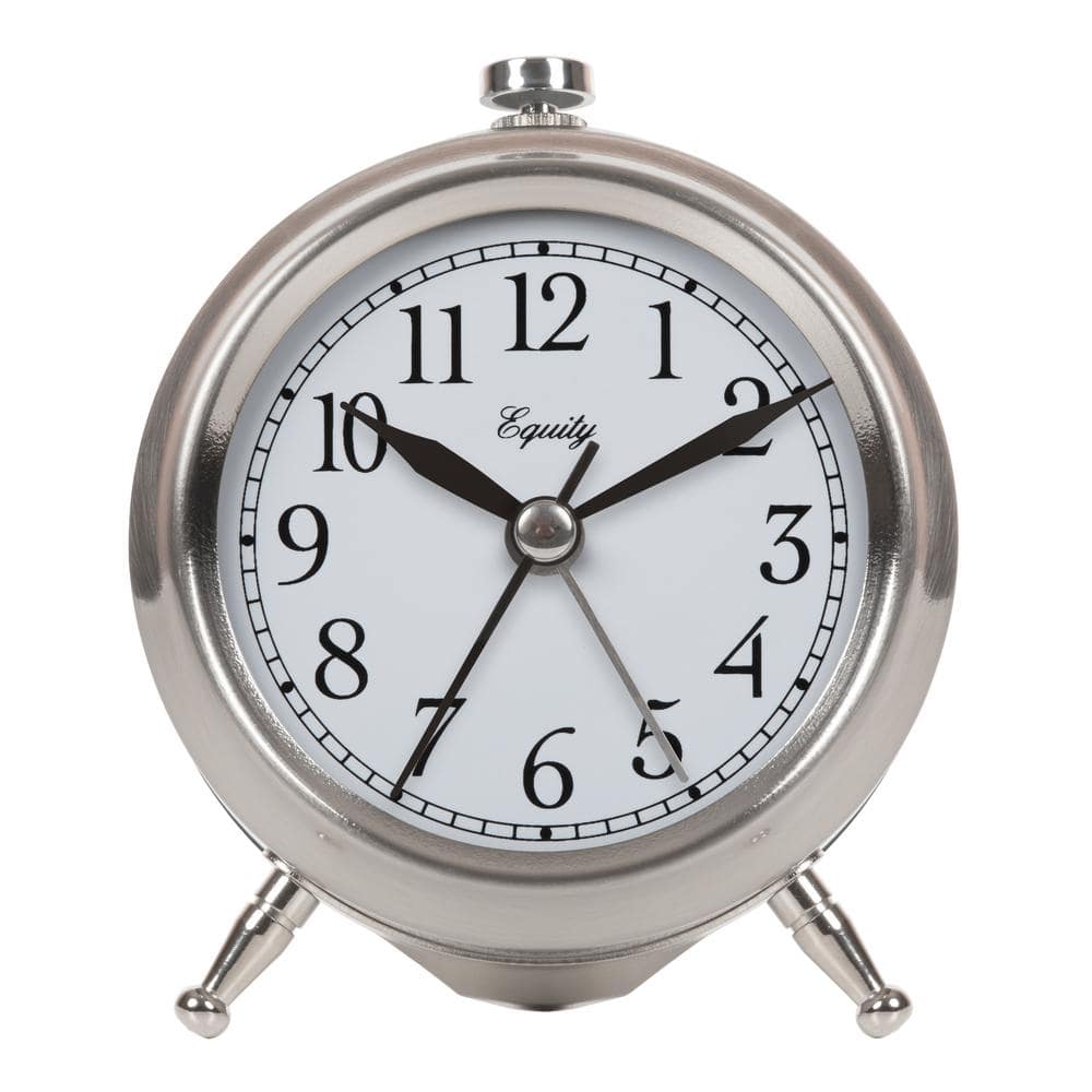 Equity 3.75" Silver Metal Quartz Analog Alarm Clock