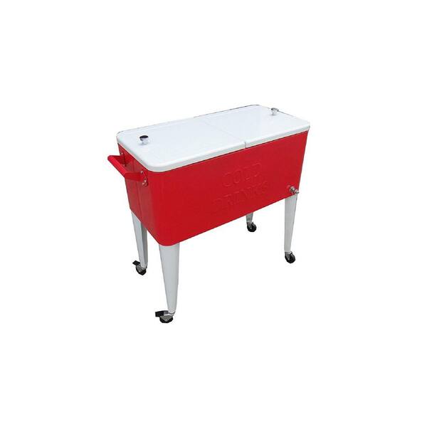 Permasteel 80 Qt. Rolling Patio Cooler Red and White