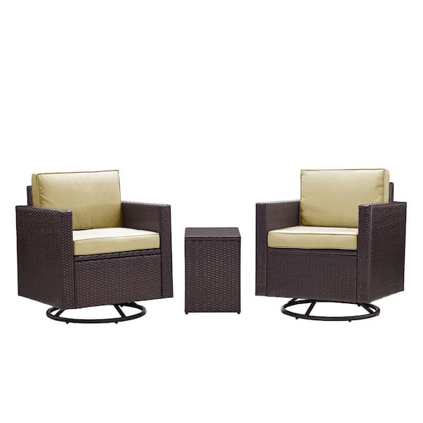 Crosley Furniture Palm Harbor 3 Piece, Patio Furniture Conversation Set With Swivel Chairs