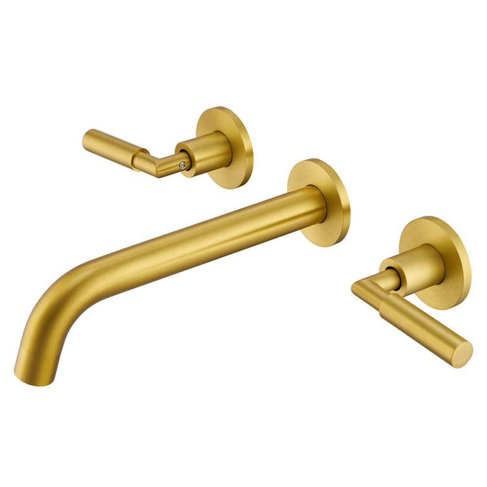 3-Hole 2-Handles Brass Wall-Mount Bathroom Faucet in Brushed Gold price history on PriceWatchPro