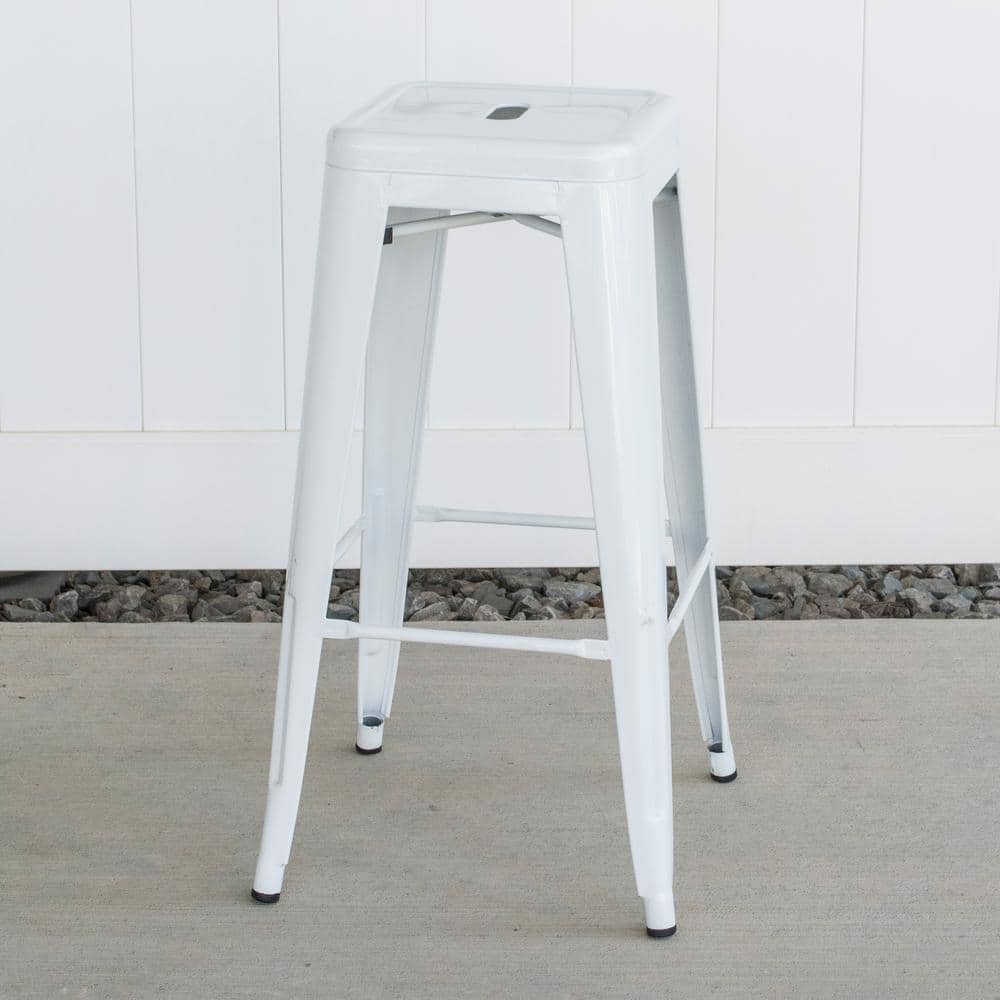 Loft Series Modern Metal 30" White Bar Stool - Set of 4