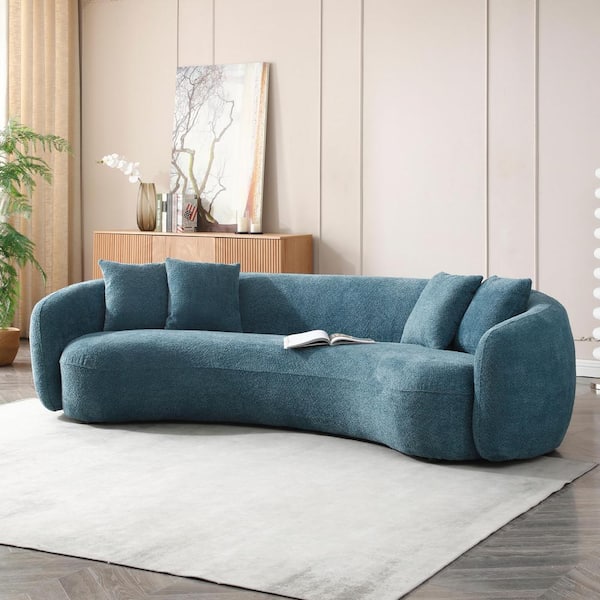 Magic Home 101.4 in. Comfy Half Moon Fleece Boucle Teddy Curved Sectional  Modular 5 Seats Leisure Sofa Couch for Apartment, Blue CS-W57633822 - The  Home Depot