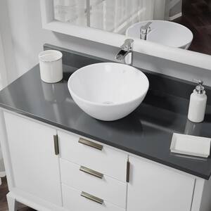 Porcelain Vessel Sink in White with 7007 Faucet and Pop-Up Drain in Chrome