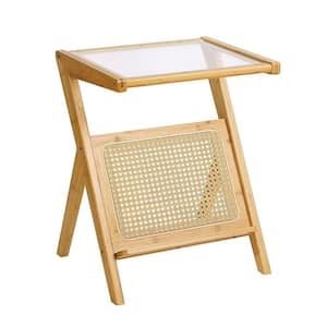 Brown 17.7 in. x 22 in. Rattan Freestanding Magazine Rack