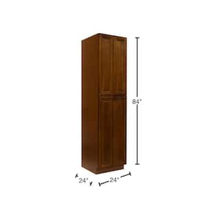 Cambridge Assembled 24 in. x 84 in. x 24 in. Tall Pantry with 4 Doors in Chestnut