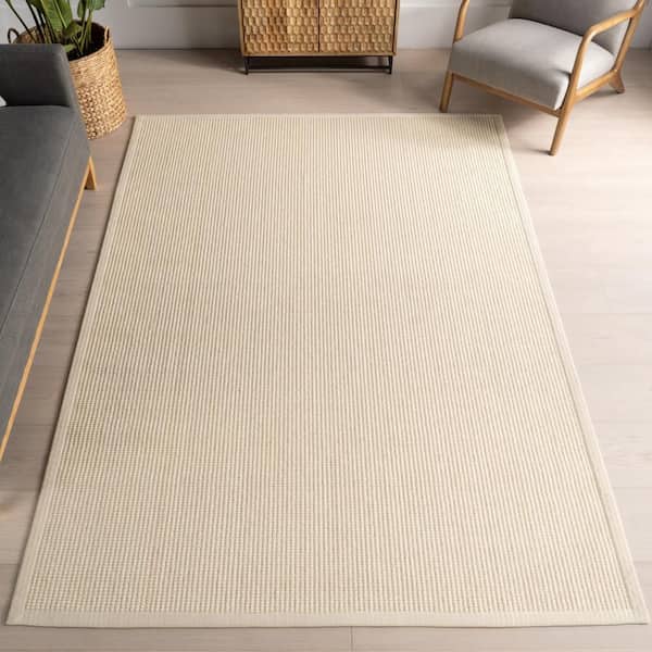 Monica Geometric Wool Area Rug Grey 8 ft.  x 10 ft.  Area Rug