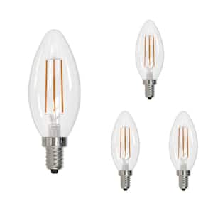 60 - Watt Equivalent Cool White Light B11 (E12) Candelabra Screw Base Dimmable Clear 4000K LED Light Bulb (4-Pack)